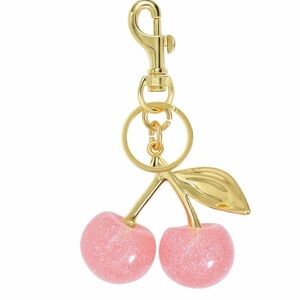 Pink cherry bag charm